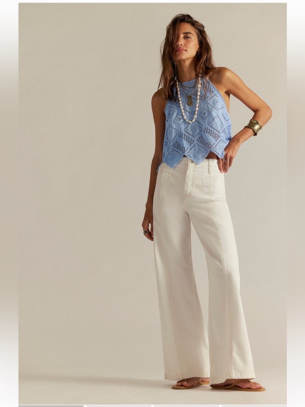 Free People NWT Libre Wide Leg Jeans Size 29 in Island Lights